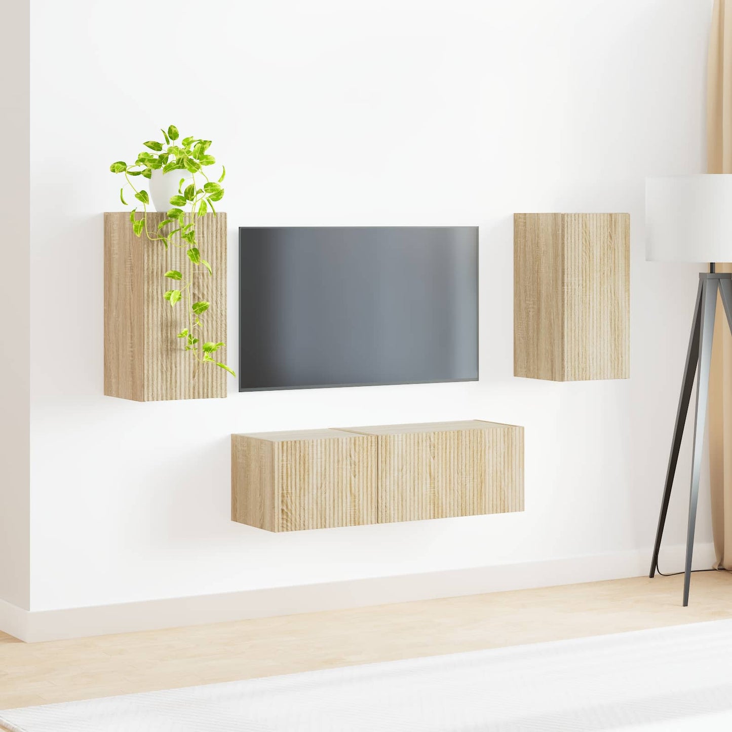 TV-Wandregal-Set Wandmontiert 4 pcs Sonoma-Eiche Holzwerkstoff