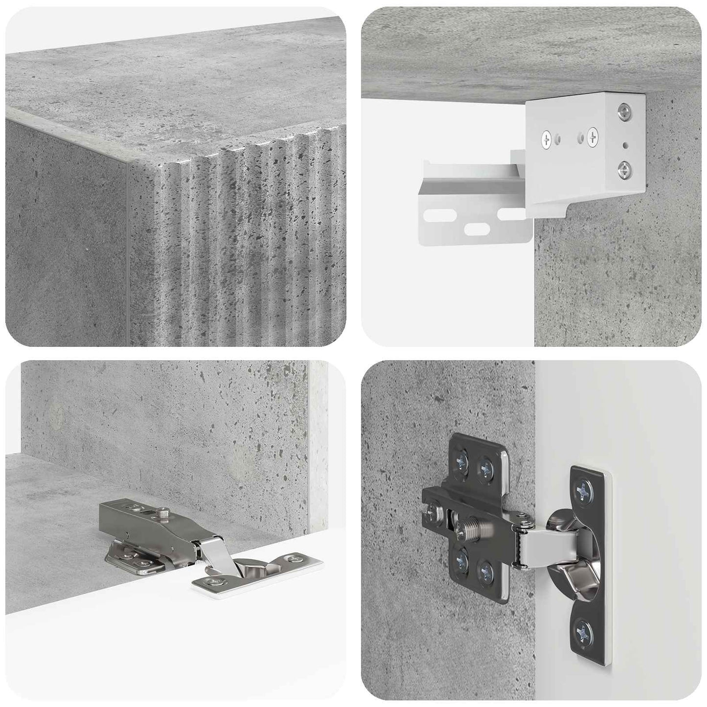 TV-Wandregal-Set Wandmontiert 4 pcs Beton Grau Holzwerkstoff
