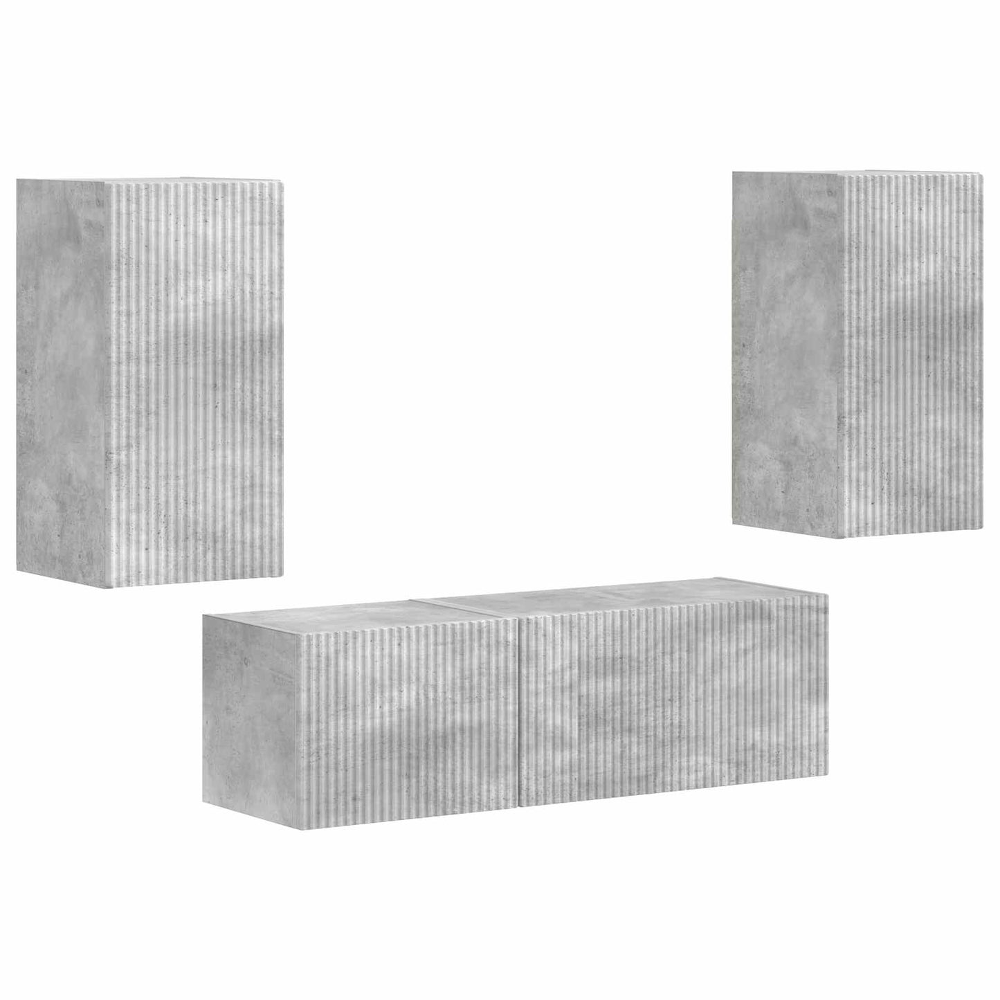 TV-Wandregal-Set Wandmontiert 4 pcs Beton Grau Holzwerkstoff