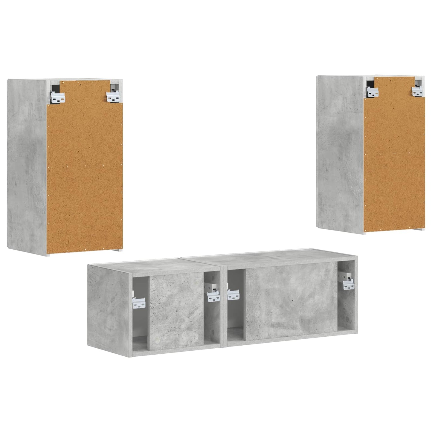 TV-Wandregal-Set Wandmontiert 4 pcs Beton Grau Holzwerkstoff