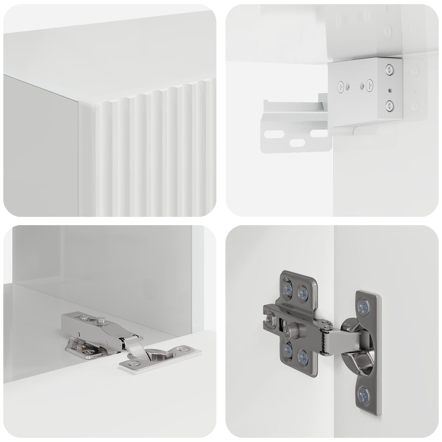 TV-Wandregal-Set 4 pcs Hochglanz Weiß Holzwerkstoff