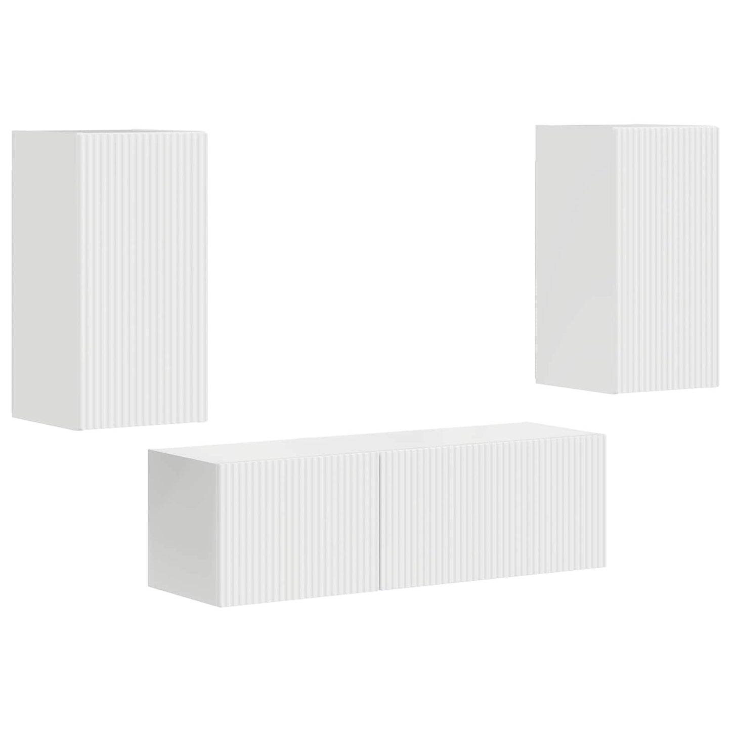 TV-Wandregal-Set 4 pcs Hochglanz Weiß Holzwerkstoff