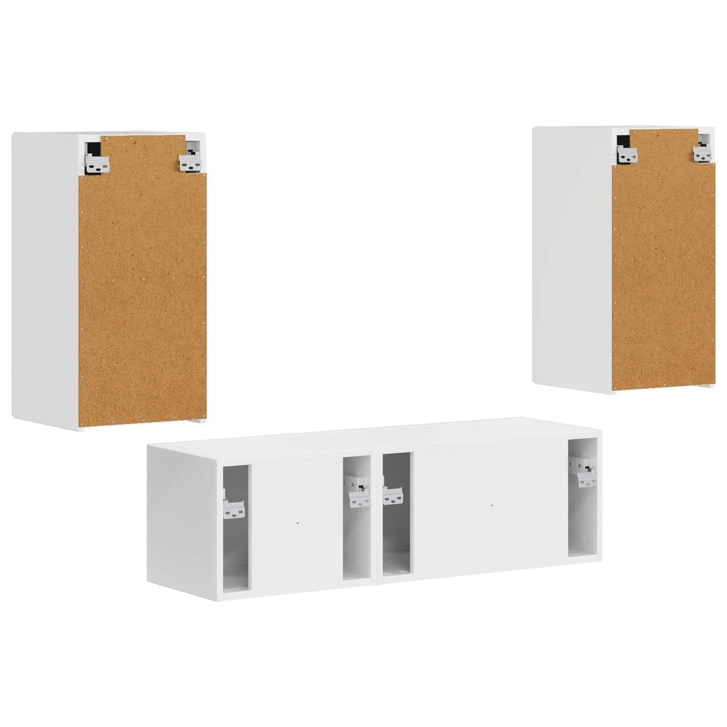TV-Wandregal-Set 4 pcs Hochglanz Weiß Holzwerkstoff