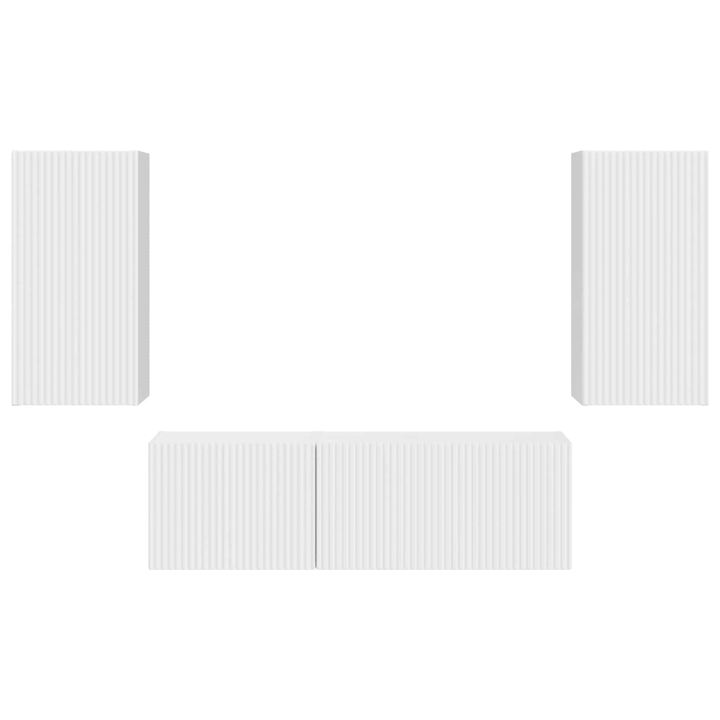 TV-Wandregal-Set 4 pcs Hochglanz Weiß Holzwerkstoff