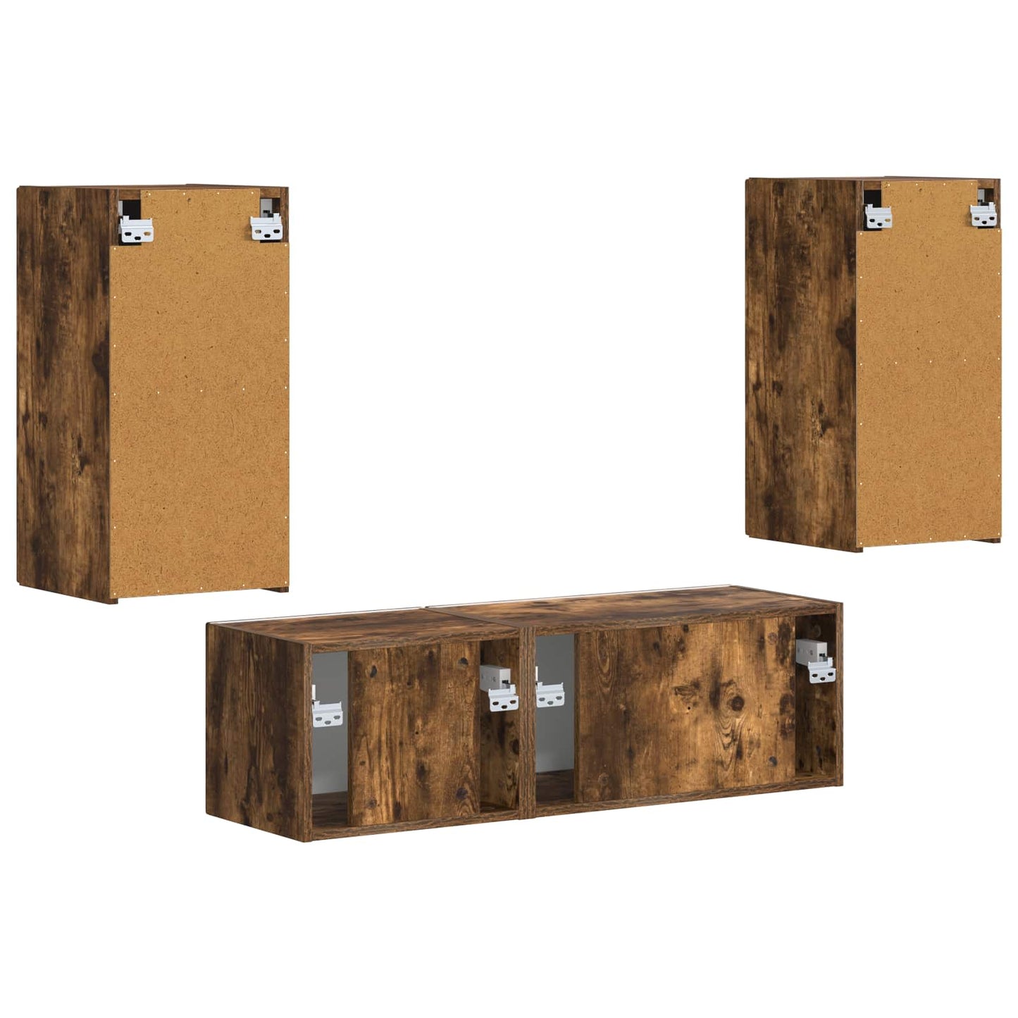 TV-Wandregal-Set 4 pcs Geräucherte Eiche Holzwerkstoff