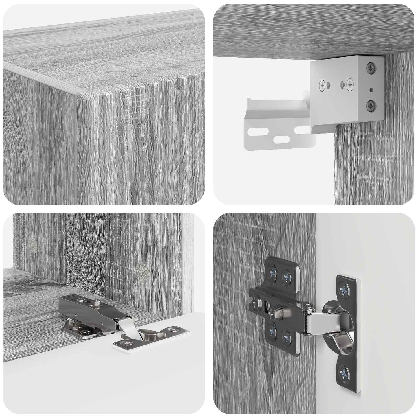 TV-Wandregal-Set Wandmontiert 4 pcs Graues Sonoma Holzwerkstoff