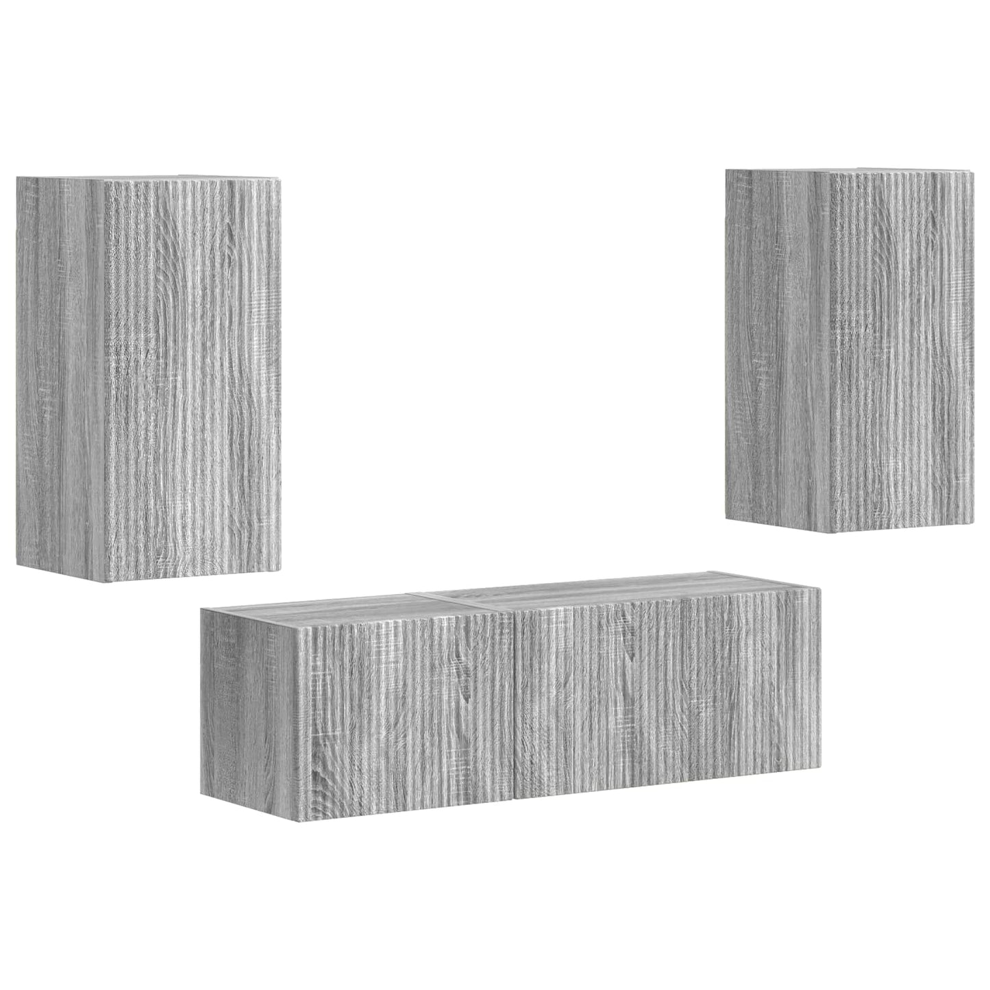 TV-Wandregal-Set Wandmontiert 4 pcs Graues Sonoma Holzwerkstoff