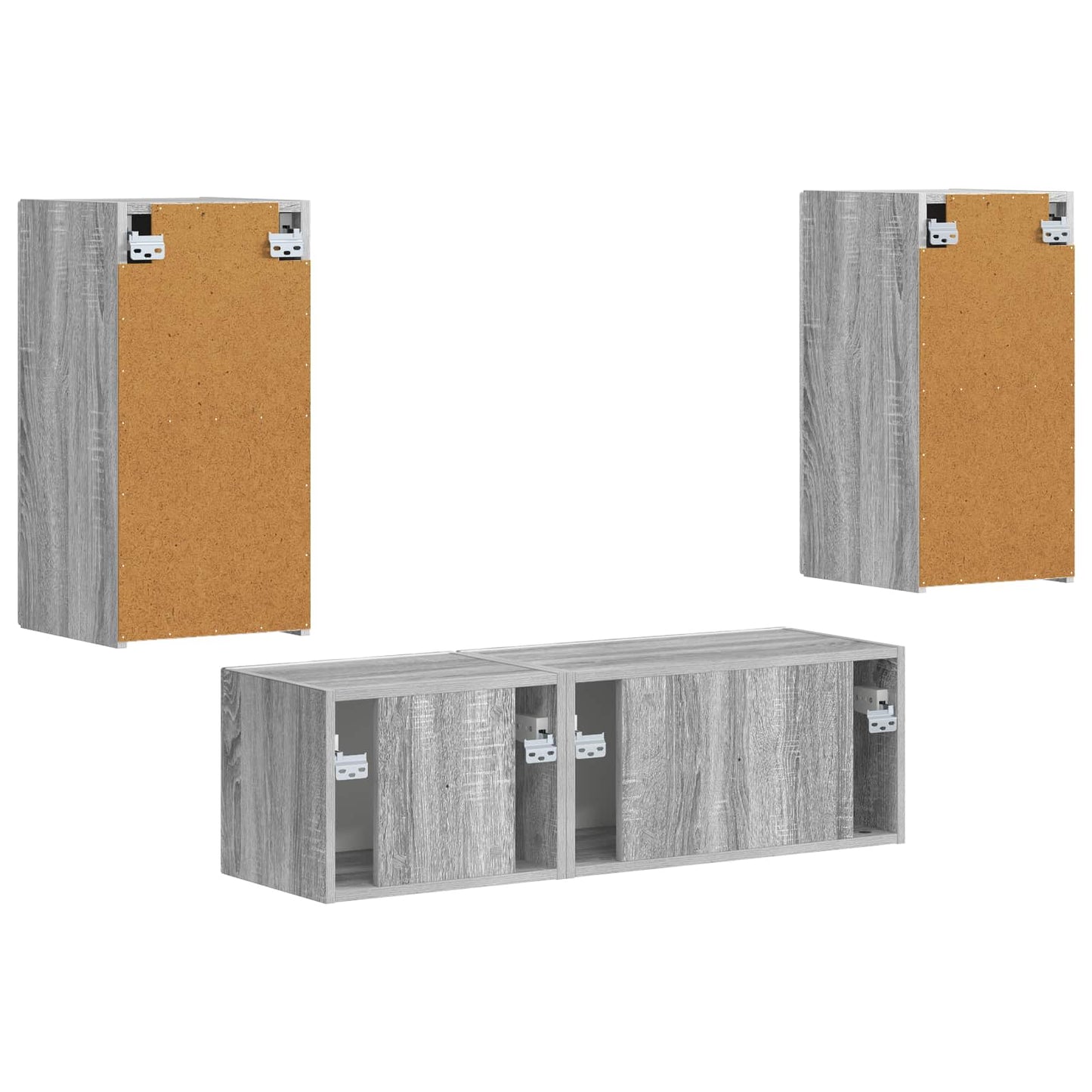 TV-Wandregal-Set Wandmontiert 4 pcs Graues Sonoma Holzwerkstoff