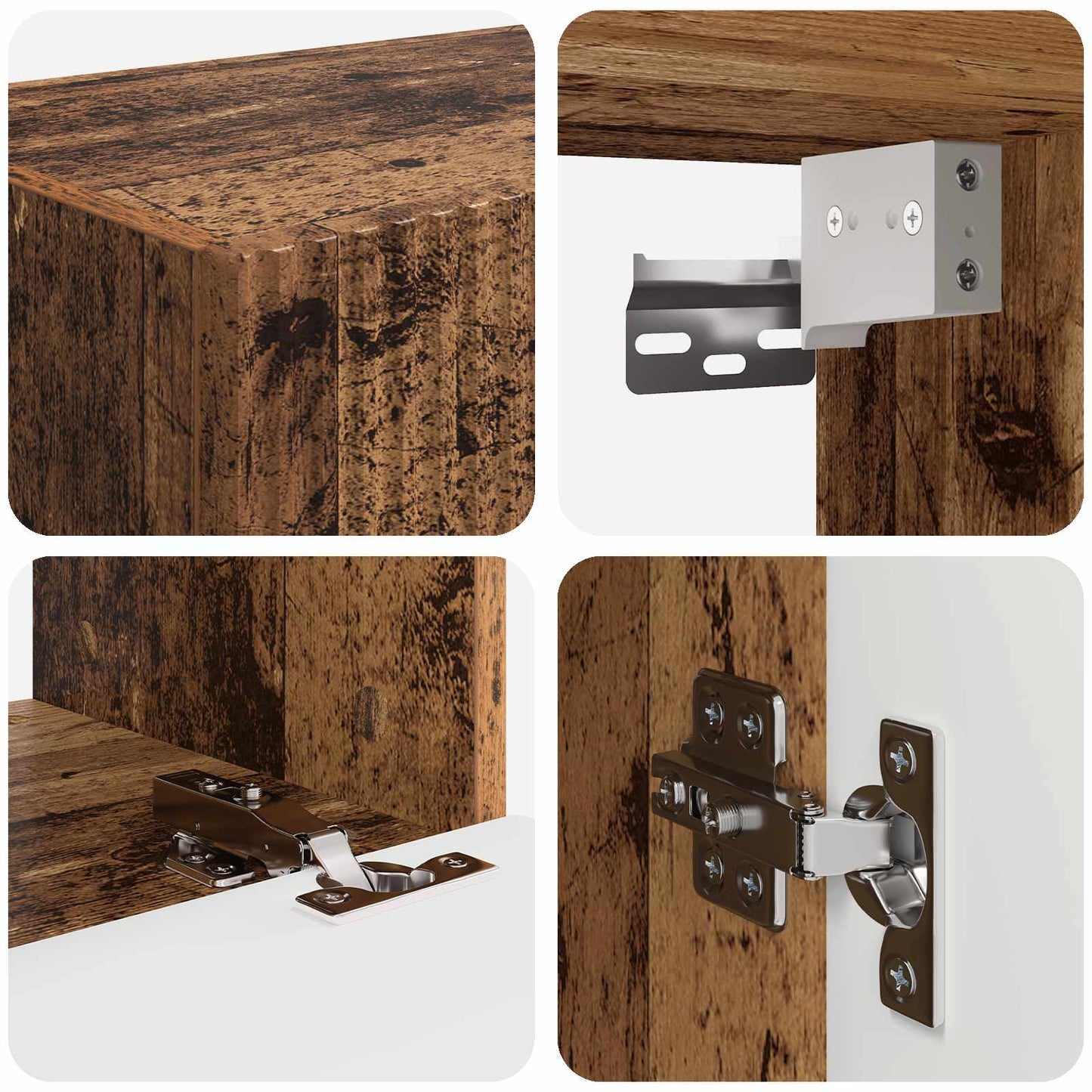 TV-Wandregal-Set Wandmontiert 4 pcs Altholz Holzwerkstoff