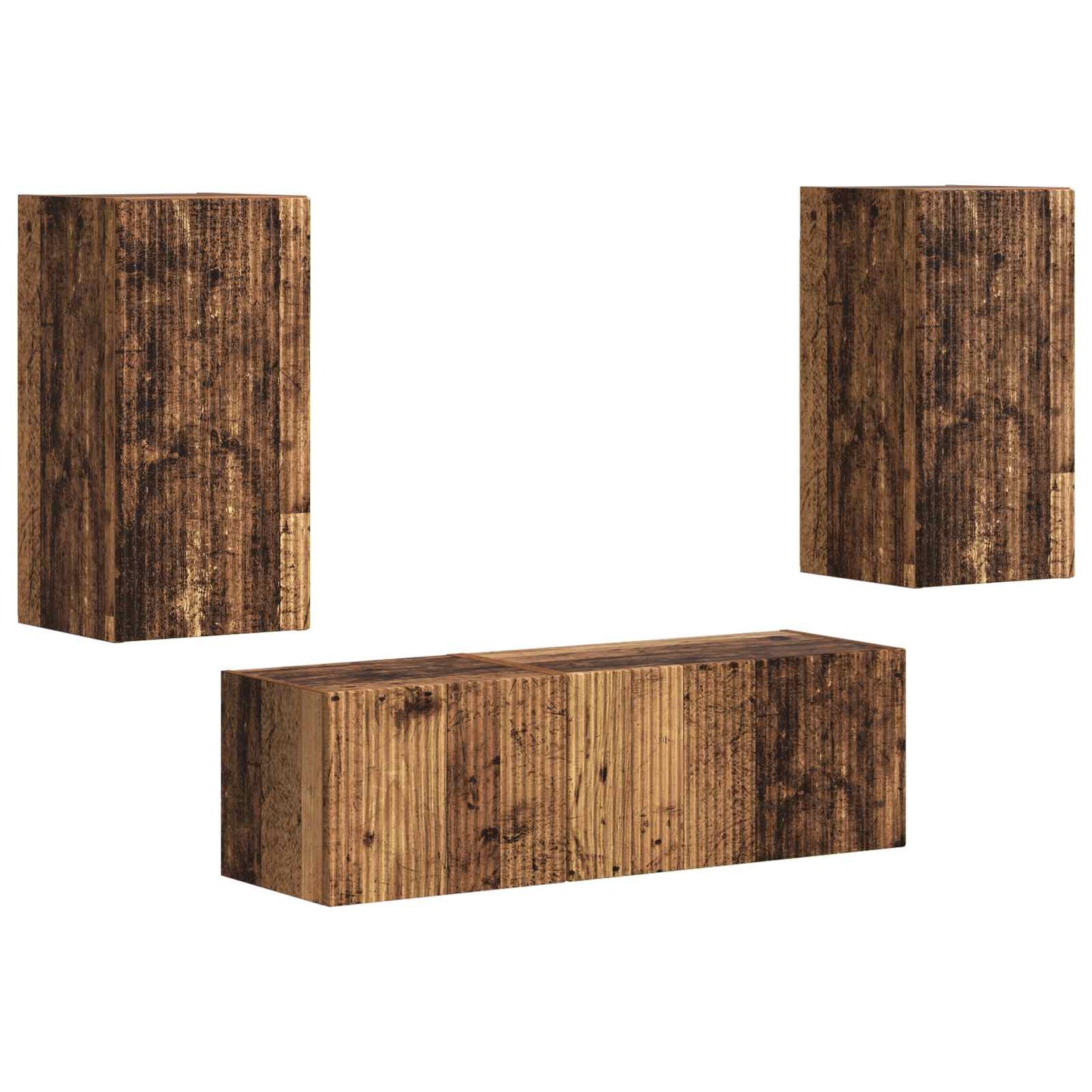 TV-Wandregal-Set Wandmontiert 4 pcs Altholz Holzwerkstoff