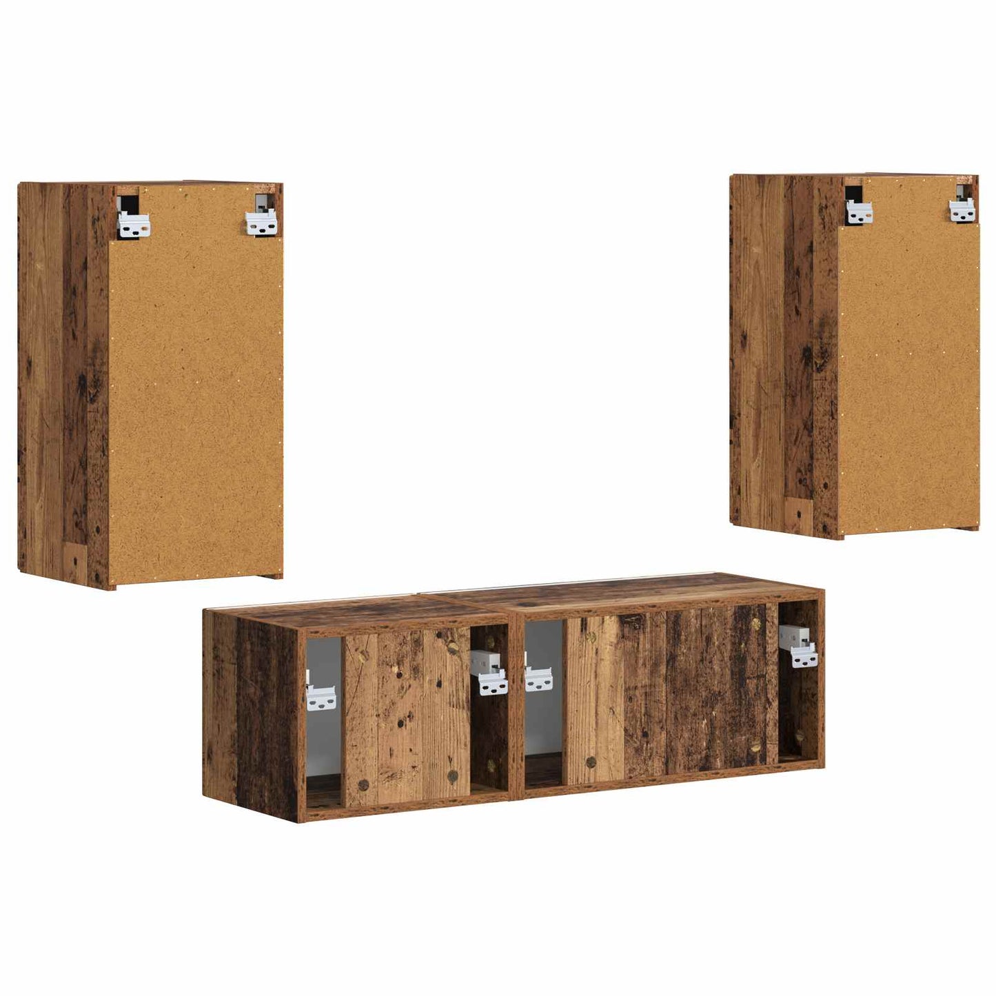TV-Wandregal-Set Wandmontiert 4 pcs Altholz Holzwerkstoff