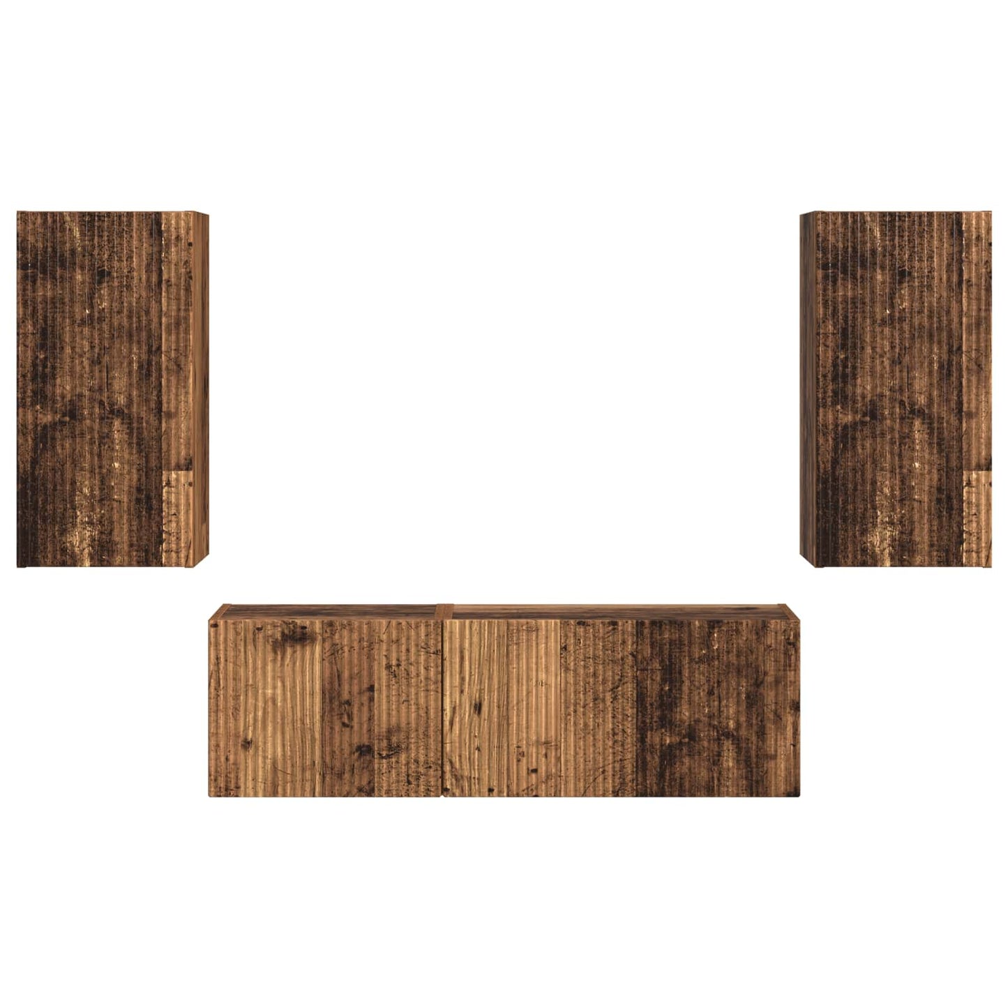 TV-Wandregal-Set Wandmontiert 4 pcs Altholz Holzwerkstoff