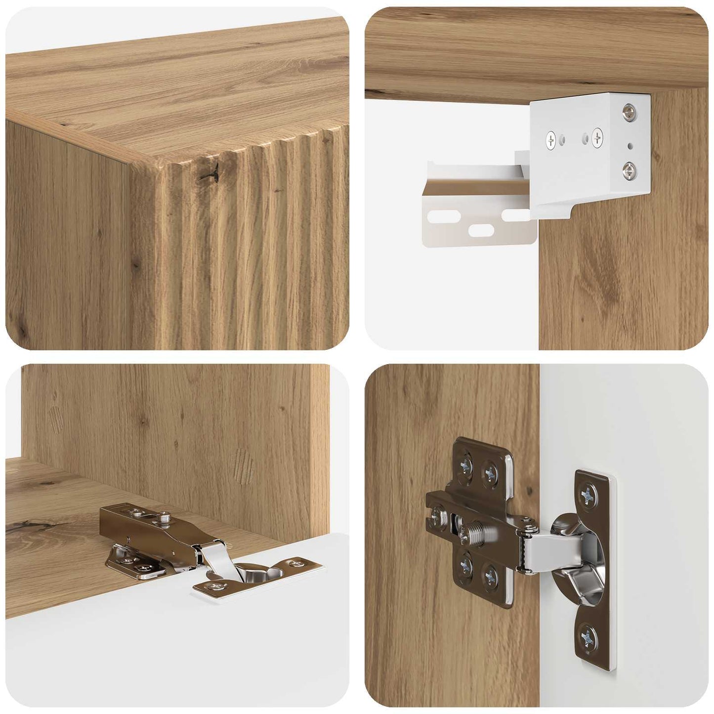 TV-Wandregal-Set Wandmontiert 4 pcs Artisan-Eiche Holzwerkstoff