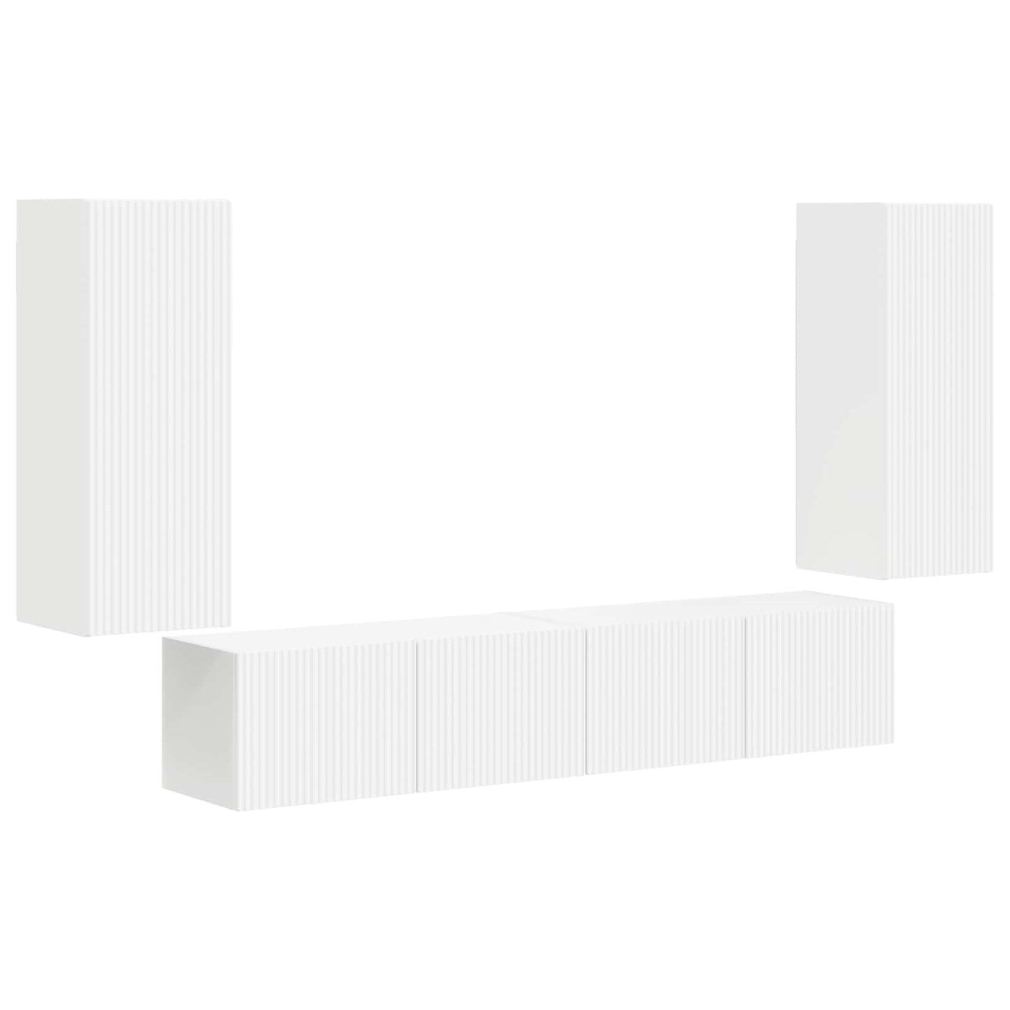 TV-Wandregal-Set Wandmontiert 4 pcs Weiß Holzwerkstoff