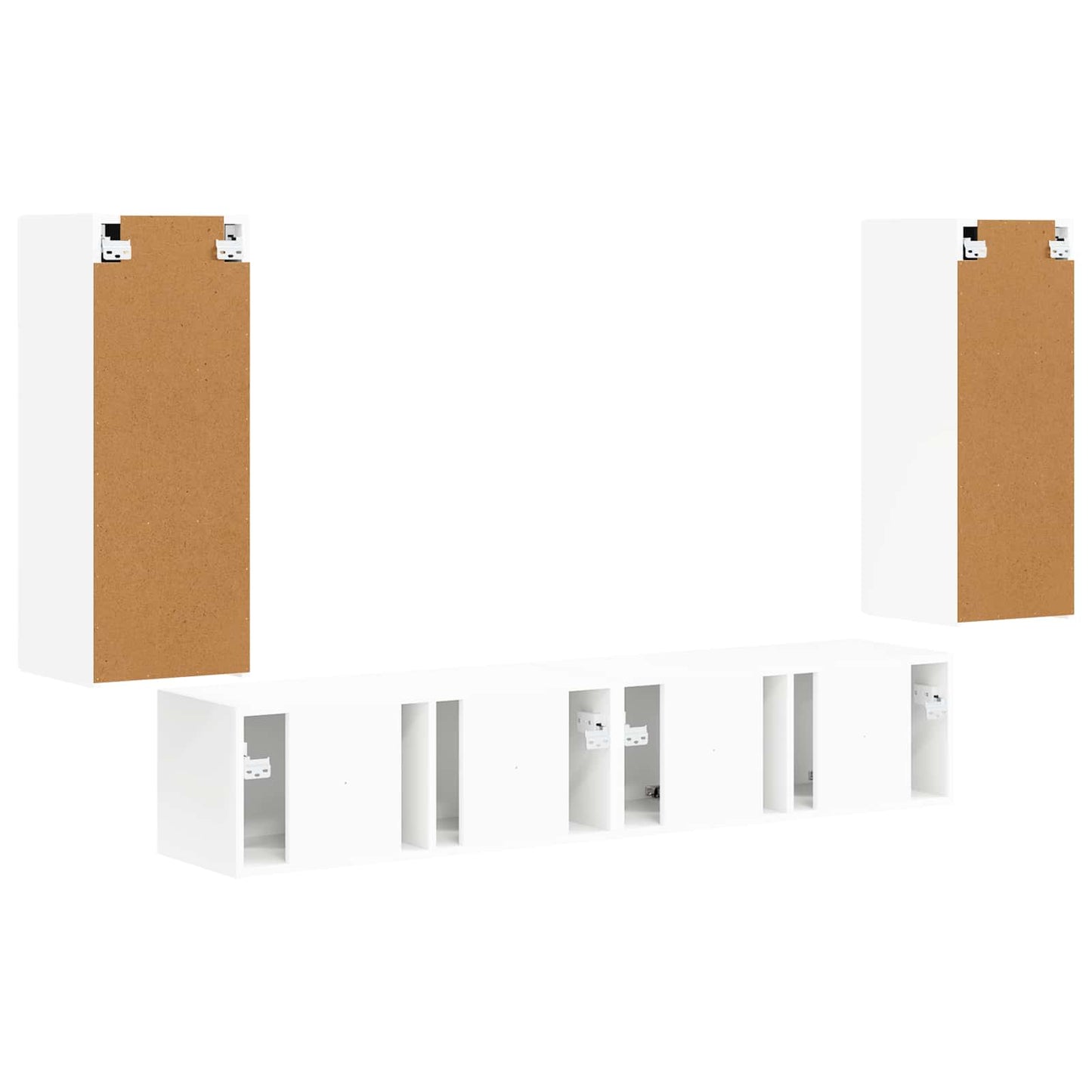 TV-Wandregal-Set Wandmontiert 4 pcs Weiß Holzwerkstoff