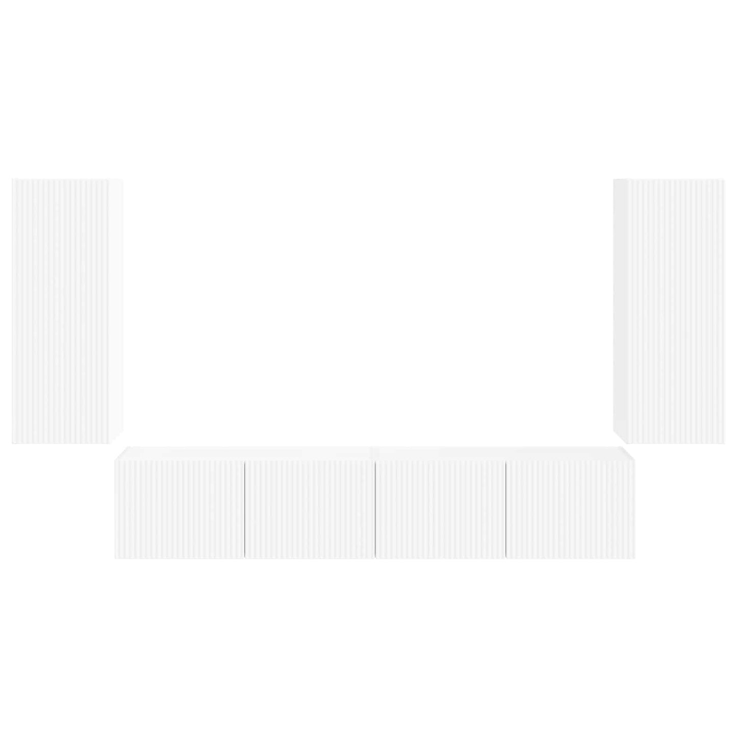 TV-Wandregal-Set Wandmontiert 4 pcs Weiß Holzwerkstoff