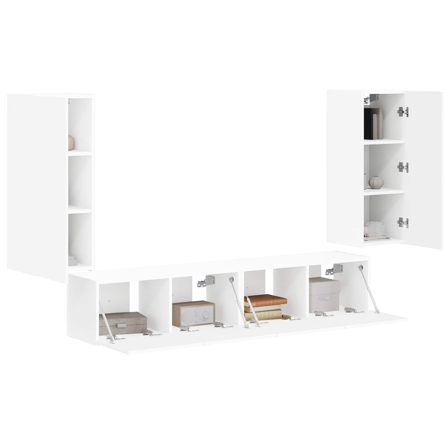 TV-Wandregal-Set Wandmontiert 4 pcs Weiß Holzwerkstoff
