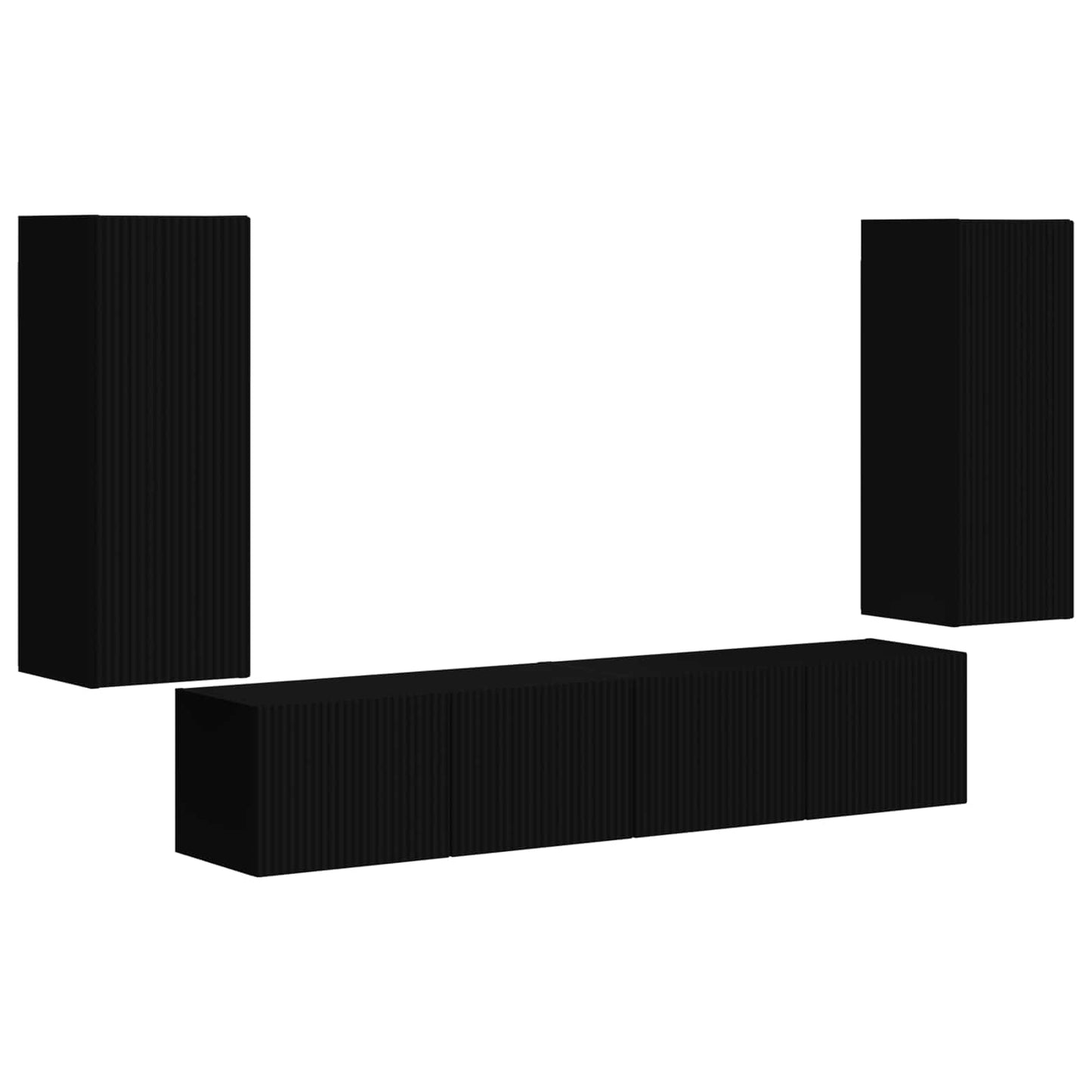 TV-Wandregal-Set Wandmontiert 4 pcs Schwarz Holzwerkstoff
