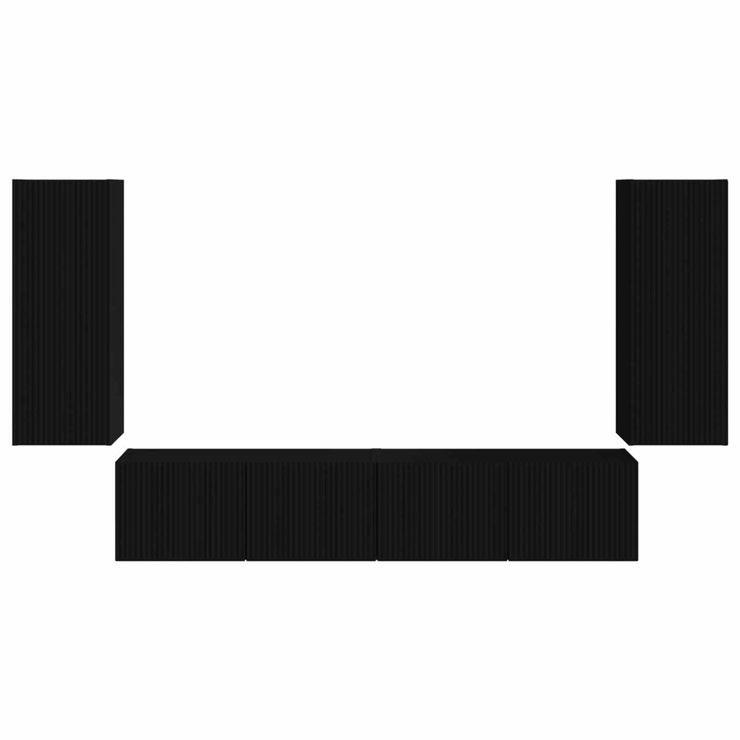 TV-Wandregal-Set Wandmontiert 4 pcs Schwarz Holzwerkstoff
