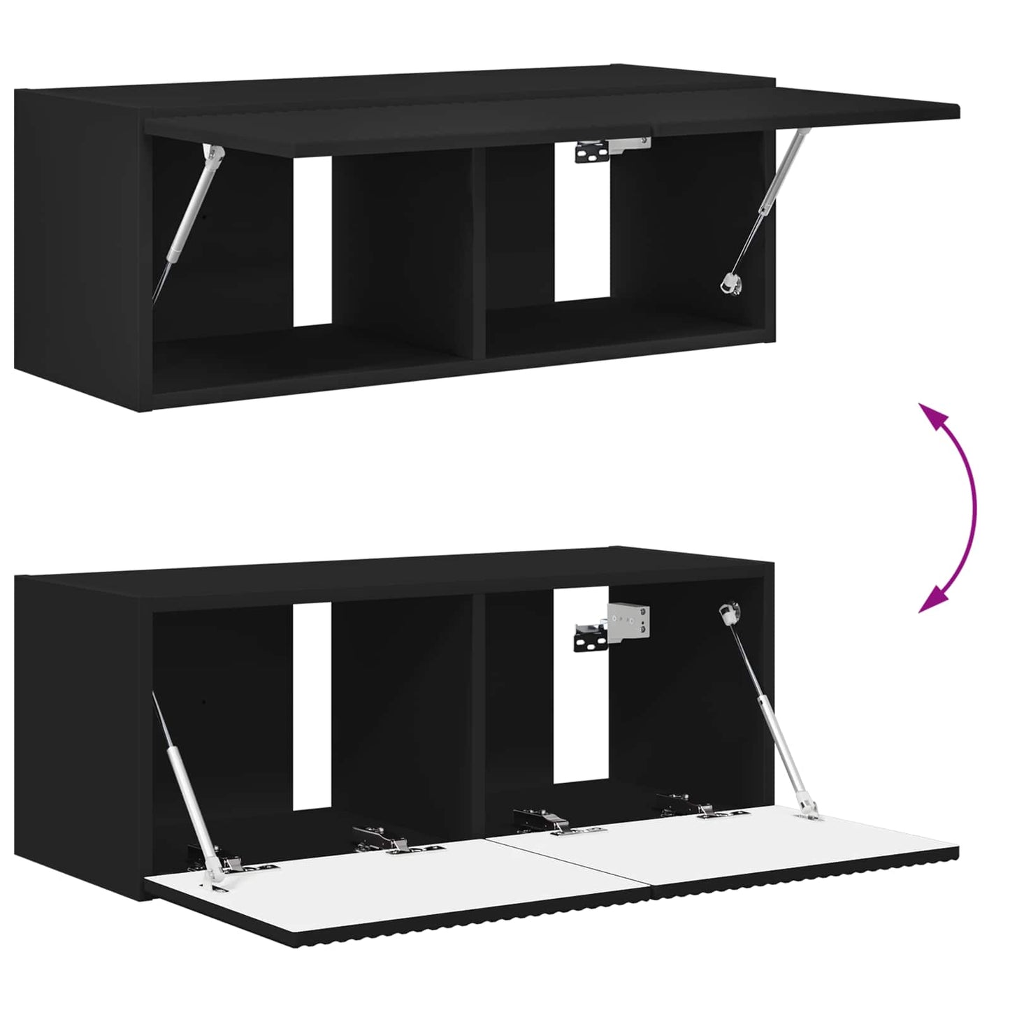 TV-Wandregal-Set Wandmontiert 4 pcs Schwarz Holzwerkstoff