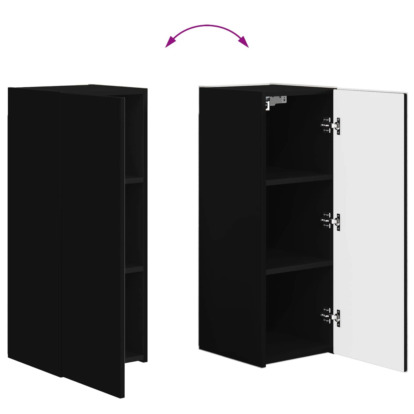 TV-Wandregal-Set Wandmontiert 4 pcs Schwarz Holzwerkstoff