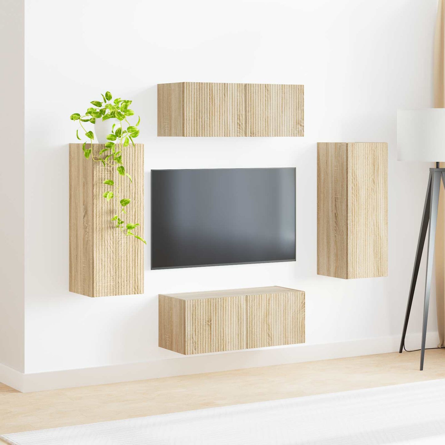 TV-Wandregal-Set Wandmontiert 4 pcs Sonoma-Eiche Holzwerkstoff