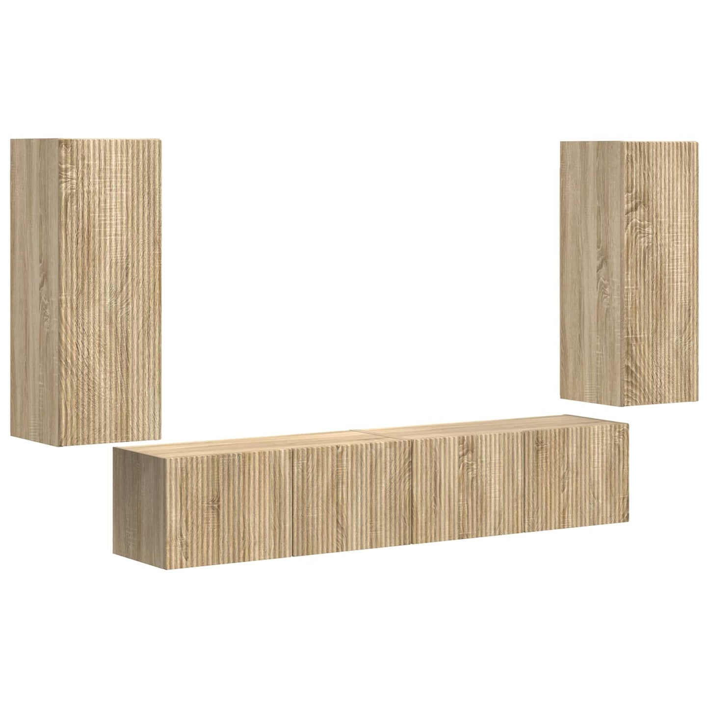 TV-Wandregal-Set Wandmontiert 4 pcs Sonoma-Eiche Holzwerkstoff