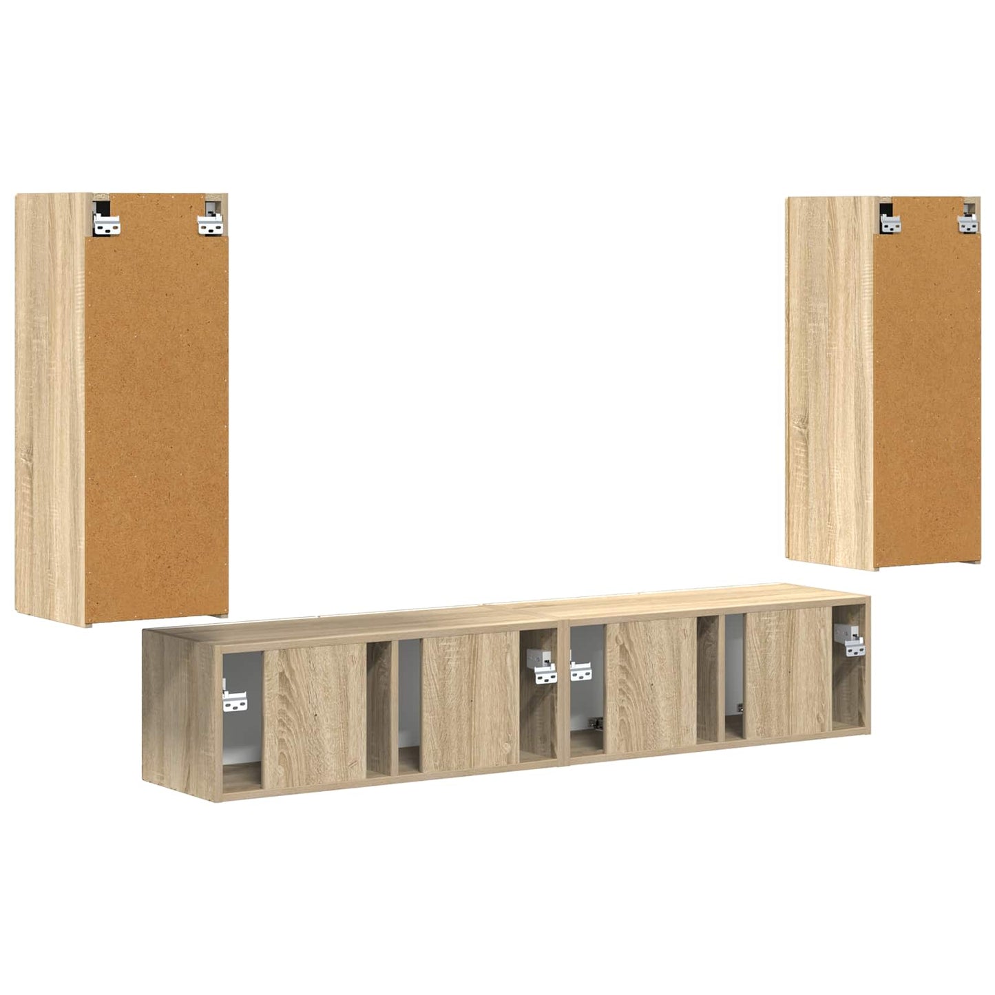 TV-Wandregal-Set Wandmontiert 4 pcs Sonoma-Eiche Holzwerkstoff
