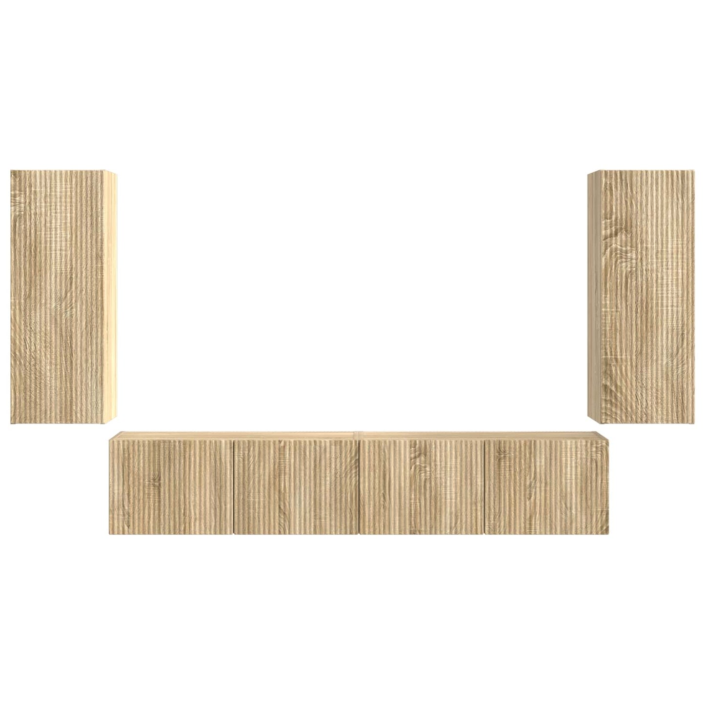 TV-Wandregal-Set Wandmontiert 4 pcs Sonoma-Eiche Holzwerkstoff