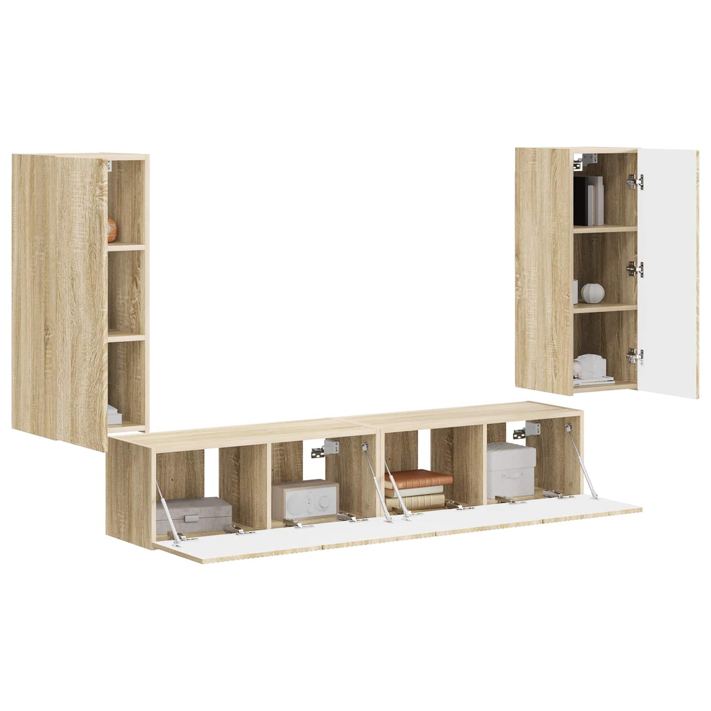 TV-Wandregal-Set Wandmontiert 4 pcs Sonoma-Eiche Holzwerkstoff
