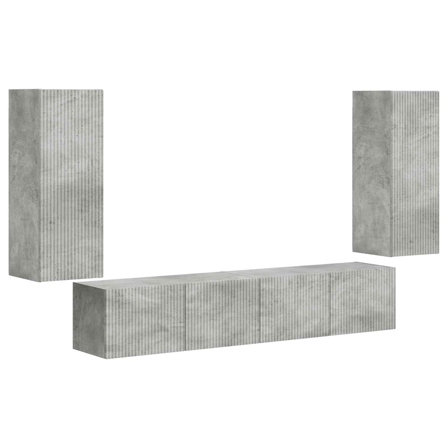 TV-Wandregal-Set Wandmontiert 4 pcs Beton Grau Holzwerkstoff