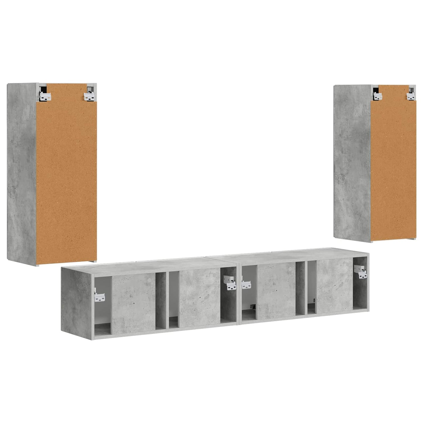 TV-Wandregal-Set Wandmontiert 4 pcs Beton Grau Holzwerkstoff