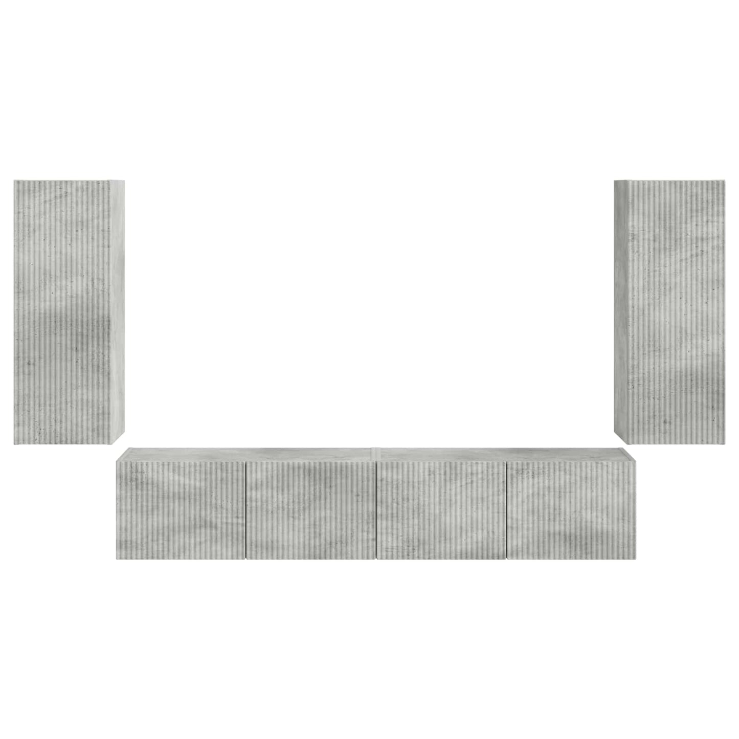 TV-Wandregal-Set Wandmontiert 4 pcs Beton Grau Holzwerkstoff