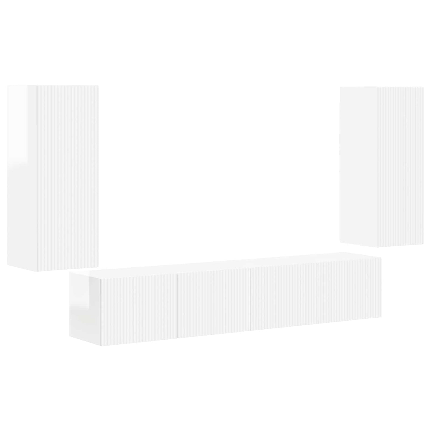 TV-Wandregal-Set 4 pcs Hochglanz Weiß Holzwerkstoff