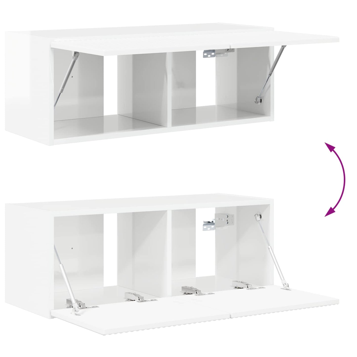 TV-Wandregal-Set 4 pcs Hochglanz Weiß Holzwerkstoff