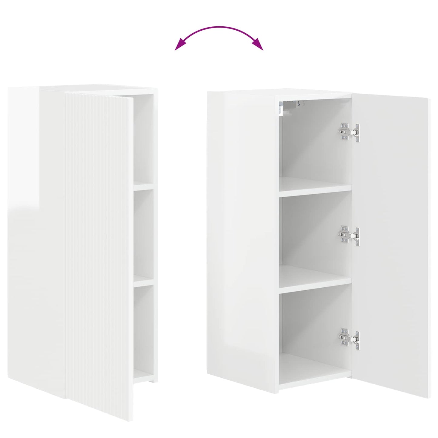 TV-Wandregal-Set 4 pcs Hochglanz Weiß Holzwerkstoff