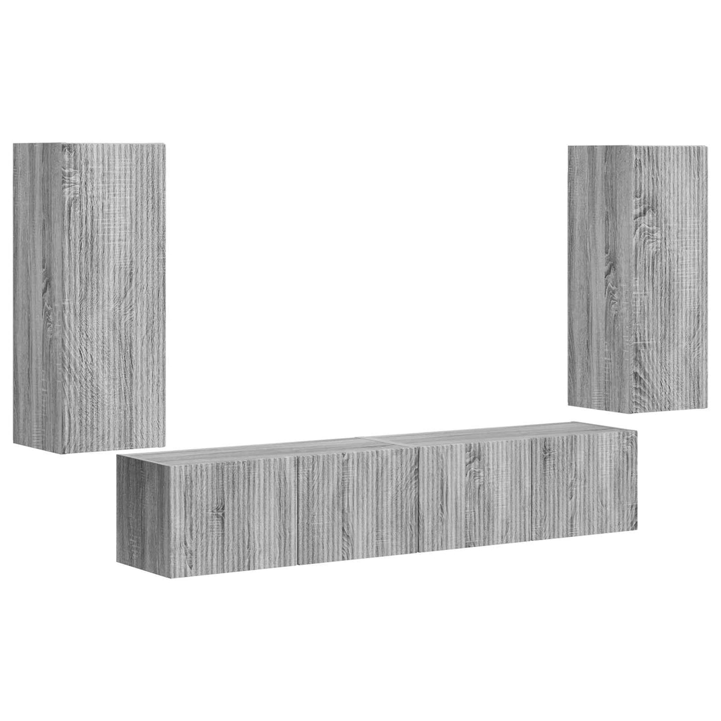 TV-Wandregal-Set Wandmontiert 4 pcs Graues Sonoma Holzwerkstoff