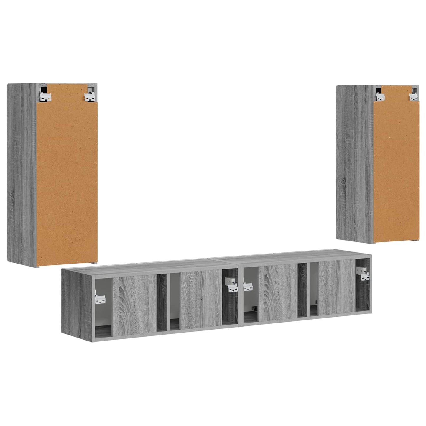 TV-Wandregal-Set Wandmontiert 4 pcs Graues Sonoma Holzwerkstoff