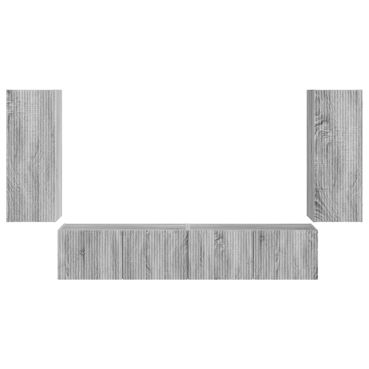 TV-Wandregal-Set Wandmontiert 4 pcs Graues Sonoma Holzwerkstoff