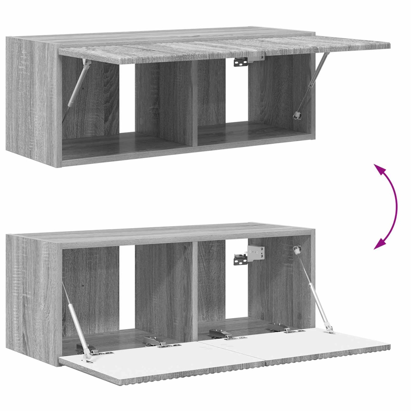 TV-Wandregal-Set Wandmontiert 4 pcs Graues Sonoma Holzwerkstoff