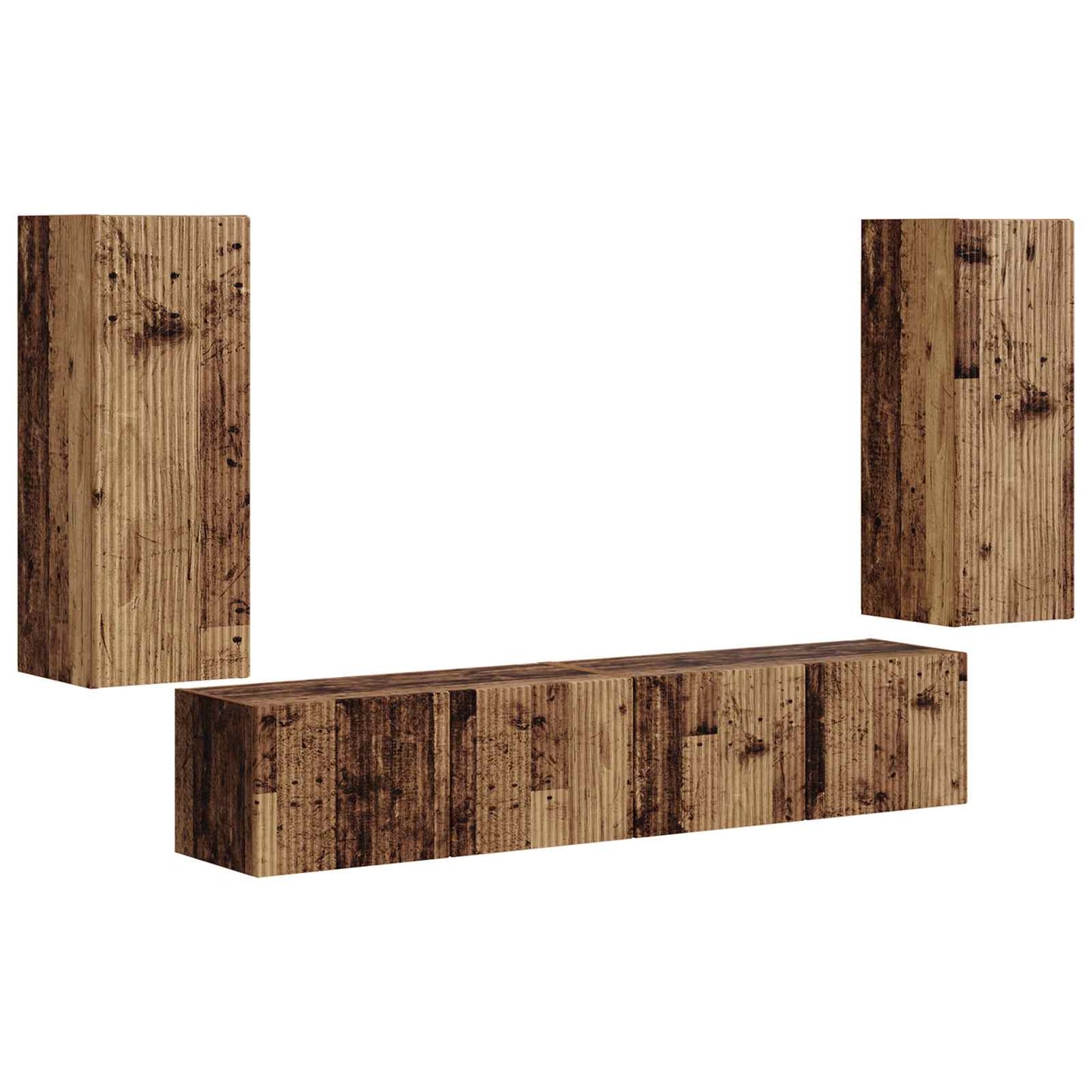 TV-Wandregal-Set Wandmontiert 4 pcs Altholz Holzwerkstoff