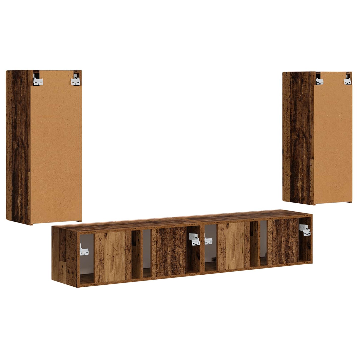 TV-Wandregal-Set Wandmontiert 4 pcs Altholz Holzwerkstoff