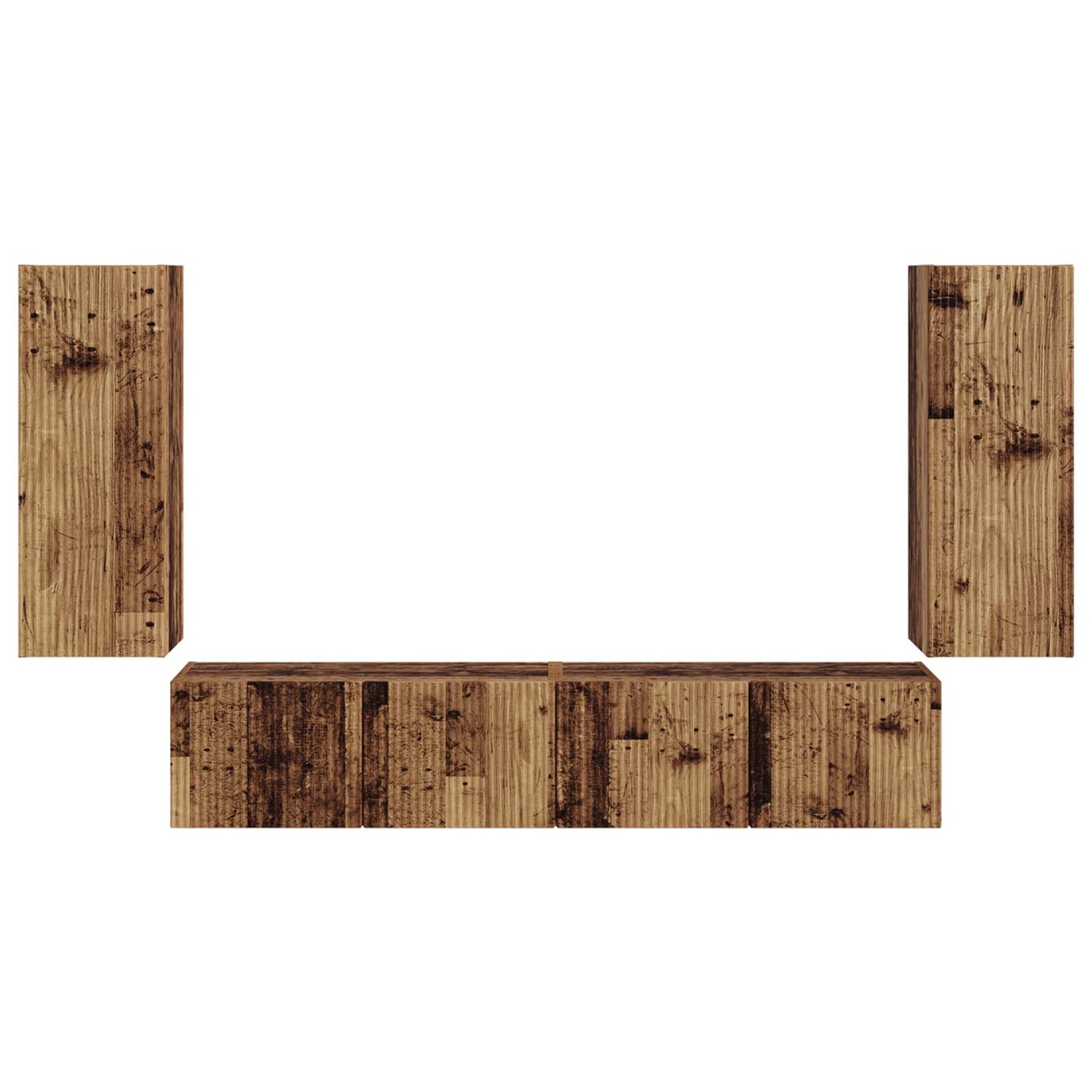 TV-Wandregal-Set Wandmontiert 4 pcs Altholz Holzwerkstoff