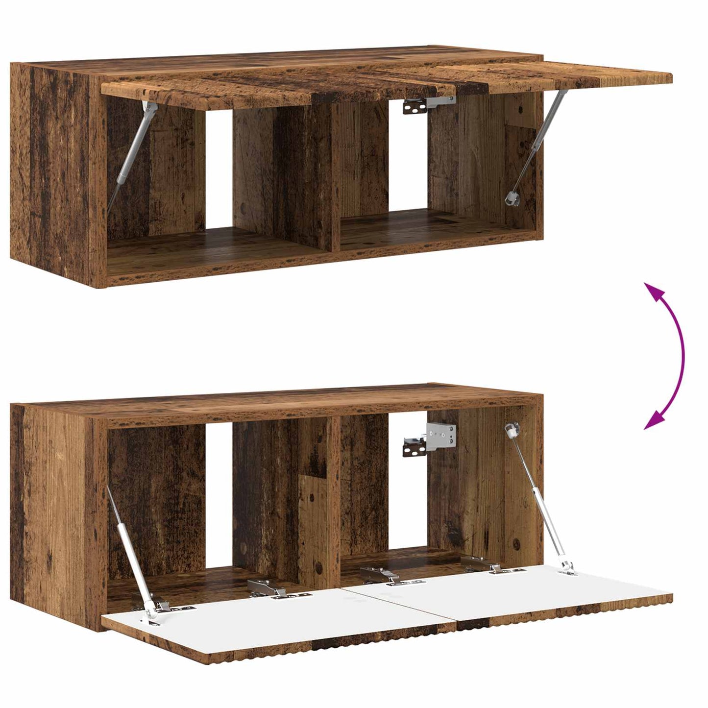 TV-Wandregal-Set Wandmontiert 4 pcs Altholz Holzwerkstoff