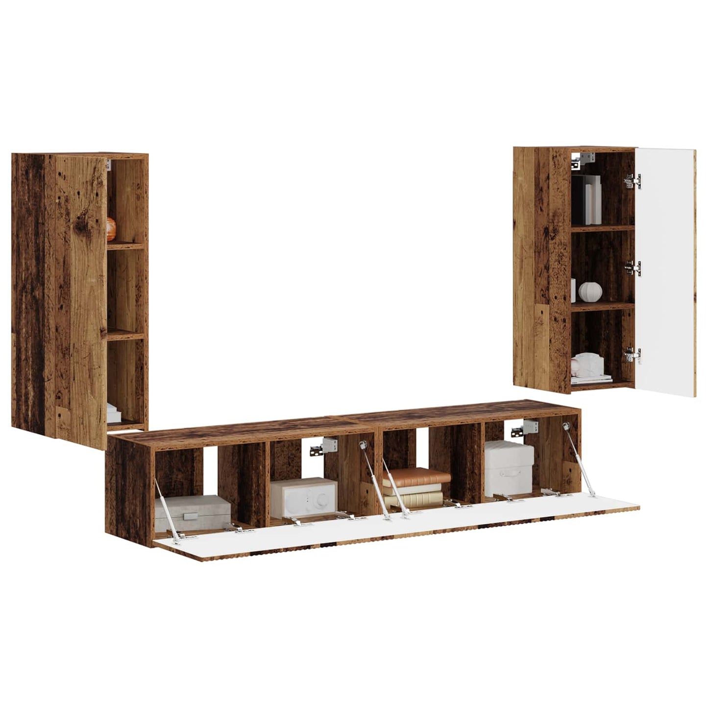 TV-Wandregal-Set Wandmontiert 4 pcs Altholz Holzwerkstoff