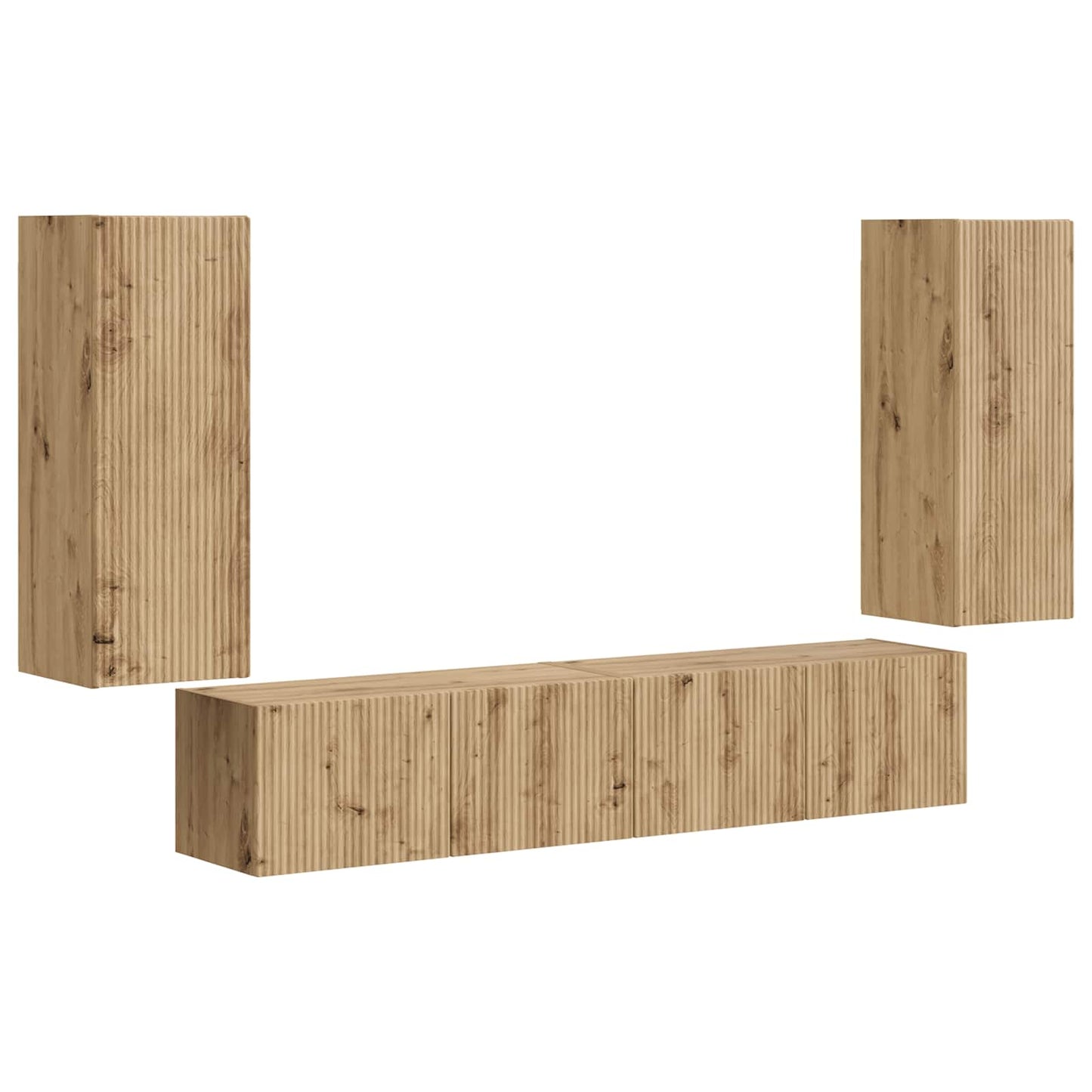 TV-Wandregal-Set Wandmontiert 4 pcs Artisan-Eiche Holzwerkstoff