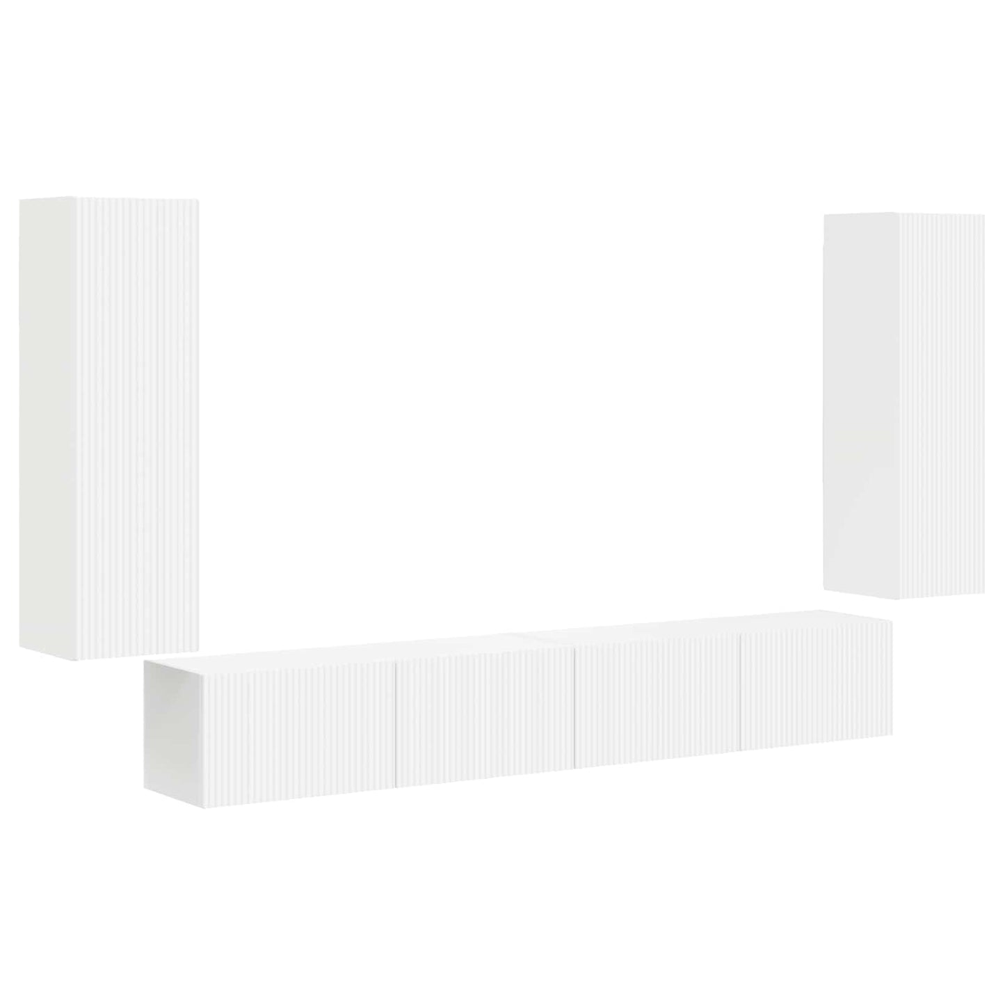 TV-Wandregal-Set Wandmontiert 4 pcs Weiß Holzwerkstoff