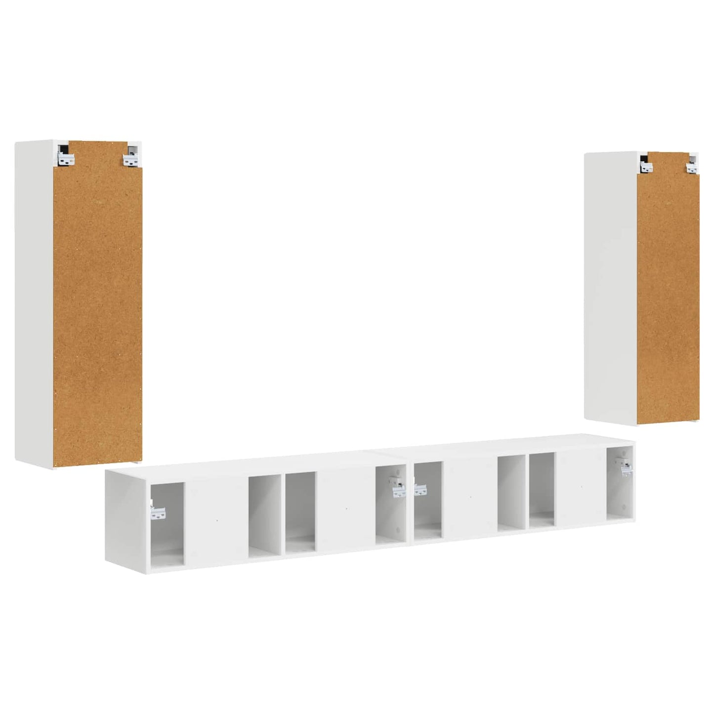 TV-Wandregal-Set Wandmontiert 4 pcs Weiß Holzwerkstoff