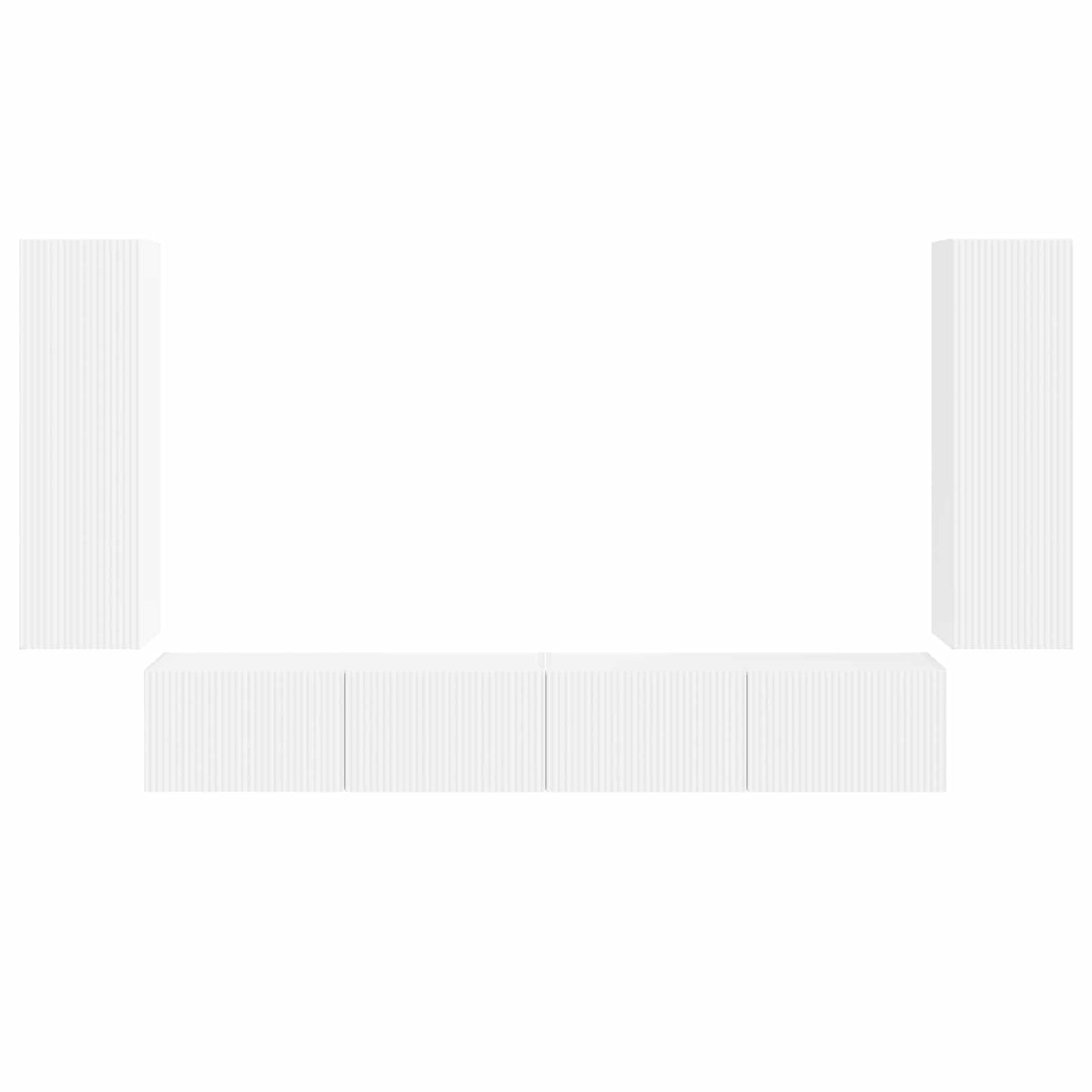 TV-Wandregal-Set Wandmontiert 4 pcs Weiß Holzwerkstoff