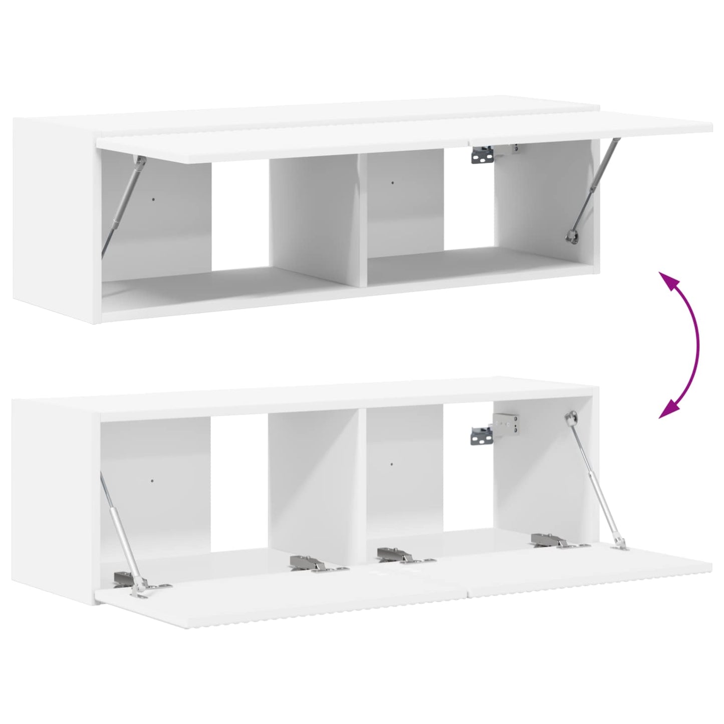 TV-Wandregal-Set Wandmontiert 4 pcs Weiß Holzwerkstoff